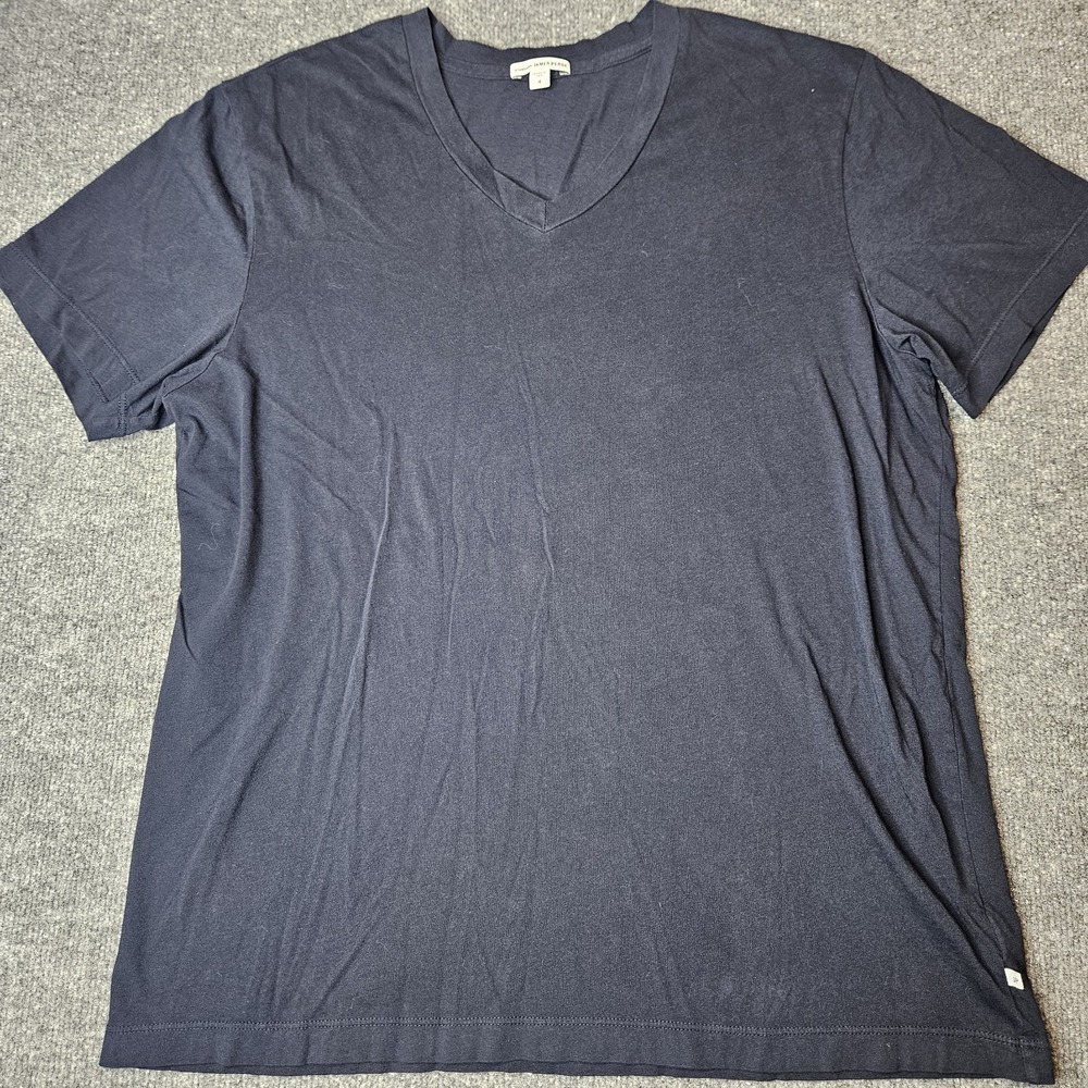 Standard James Perse Mens V-neck Tshirt Combed Cotton Size 4 - XL  Navy Blue